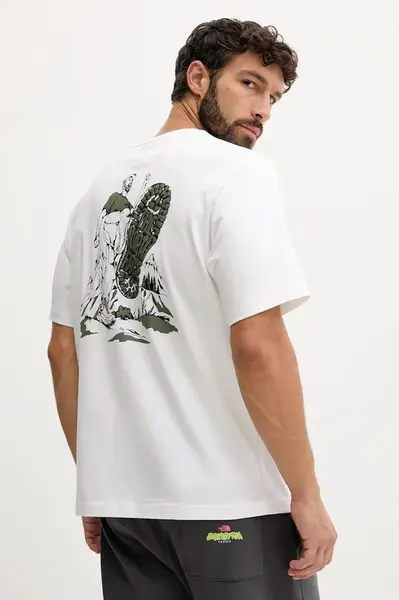 Bavlněné tričko The North Face pánské, bílá barva, s potiskem, NF0A8F2TFN41