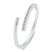 Brilio Silver Elegantní otevřený prsten s čirými zirkony RI035W