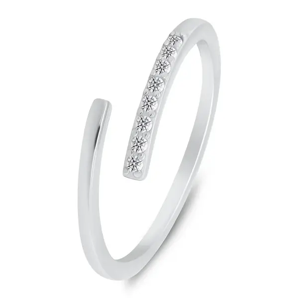 Brilio Silver Elegantní otevřený prsten s čirými zirkony RI035W