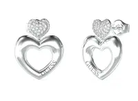 Guess Ocelové srdíčkové náušnice Crazy In Love JUBE05209JWRHT/U