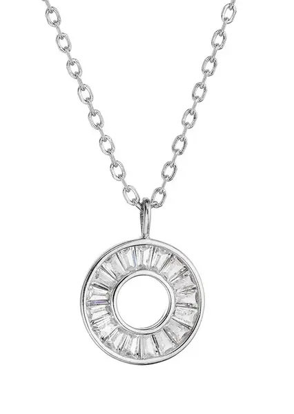 Evolution Group - Pavona Třpytivý stříbrný náhrdelník Kruh se zirkony 12069.1