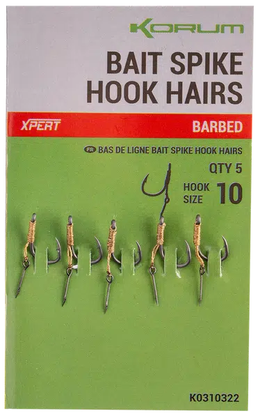 Korum návazec bait spike hook hairs barbed 5 ks - velikost háčku 8