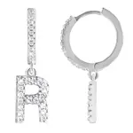 Troli Kruhová ocelová single náušnice "R" se zirkony