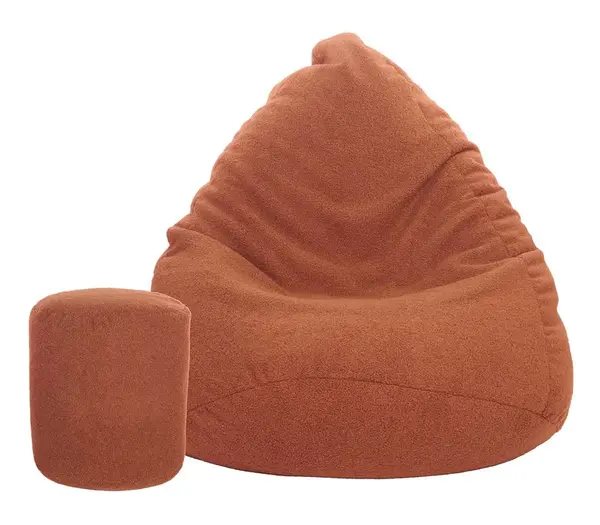 Sedací vak vrece 100x75 s podnožníkom baránkova oranžová