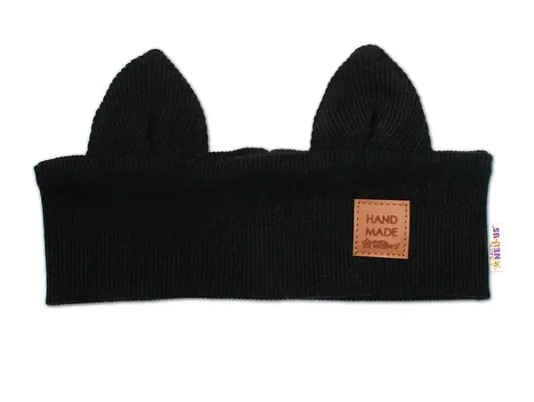 Čelenka Cat s úškami pre deti Hand Made - čierna