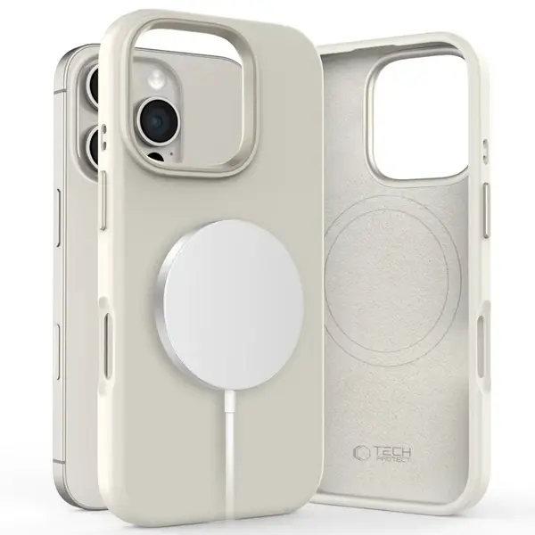 Tech-Protect Silicone Pure MagSafe kryt na iPhone 16 Pro, béžový
