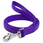 Ploché kožené vodítko fialovej farby 122cm, šírka: 18 mm