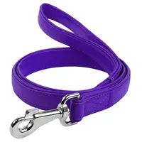 Ploché kožené vodítko fialovej farby 122cm, šírka: 18 mm