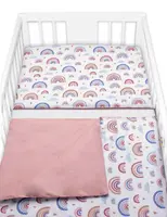 2-dielne bavlnené obliečky - Dúha, pastelová s potlačou/púdrová