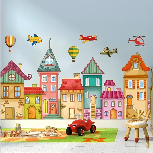 Samolepka na stenu/Tapeta Farebné mestečko H16345