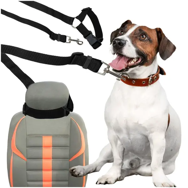 Bezpečnostný pás pre psa do auta – vodítko do opierky hlavy, pevná karabína
