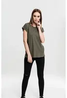 Dámske olivové tričko s predĺženým ramenom