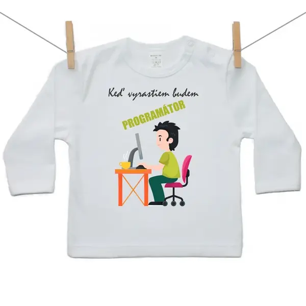 Boodyy Tričko s dlhým rukávom Keď vyrastiem budem programátor 80 (9-12 mesiacov)