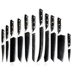 Sada damaškových kuchynských nožov - Čierna/Zlatá/11ks H35136