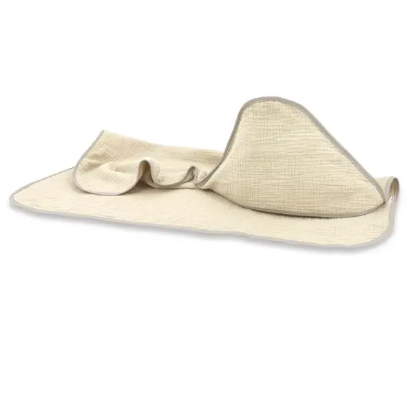 Mušelínová osuška s kapucňou NATURE, 80x80 cm, béžová