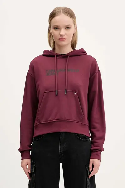 Mikina Karl Lagerfeld Jeans dámská, oranžová barva, s kapucí, s potiskem, A2W20053