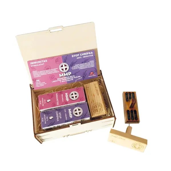 MMP dezinfekcia auta - STOP Chrípka+IMMUNITAS olej+ difúzer v drevenom boxe