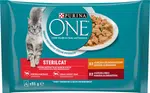 PURINA ONE Multipack Sterilcat mini filetky s kuracím a zelenými fazuľkami / s hovädzím a mrkvou v šťave 12(4x85g)