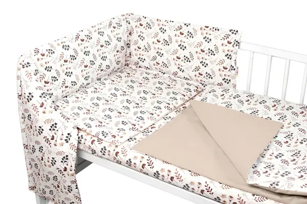 3-dielna sada Mantinel s obliečkami, Lúka, béžová/hnedá, 135x100 cm