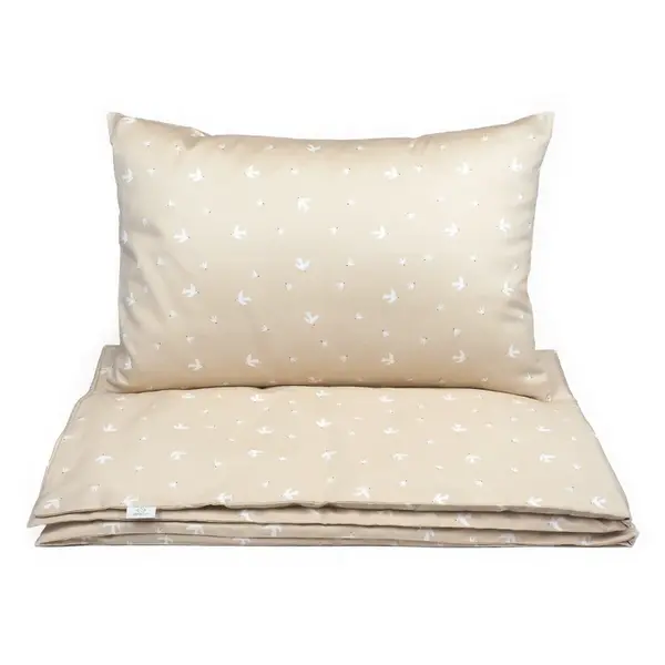 Obliečky do postieľky - béžové vtáčiky