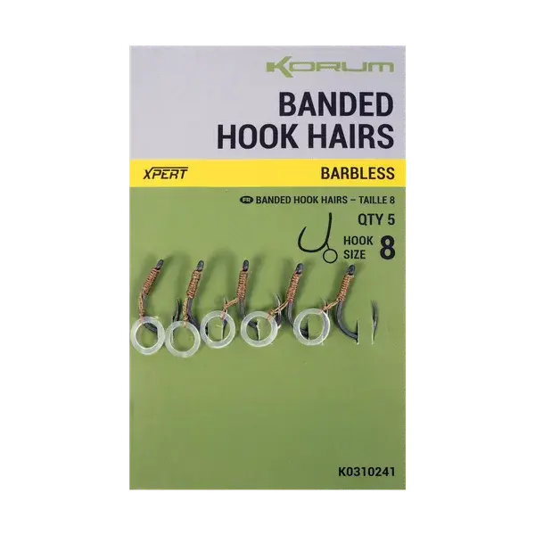Korum háčik s gumičkou banded hook hairs barbless - veľkosť 8