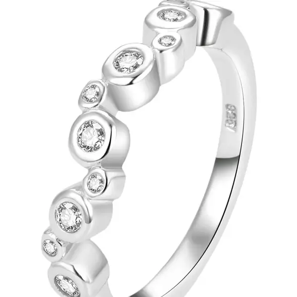 Beneto Moderné strieborný prsteň so zirkónmi AGG388 54 mm