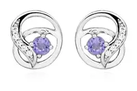 Silver Cat Módne strieborné náušnice so syntetickými ametystmi SC458