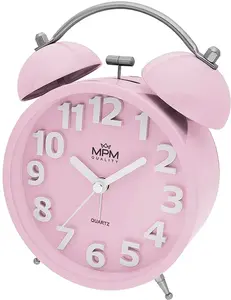 MPM Quality Analógový kovový budík MPM Happy Morning - ružový C01.4056.23