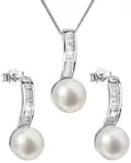 Evolution Group Luxusná strieborná súprava s pravými perlami Pavona 29019.1 (náušnice, retiazka, prívesok)