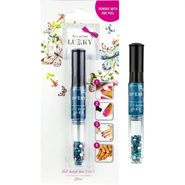 Lukky 2 v 1 lak na nechty a trblietky svetlo modrý