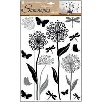 Samolepky na stenu kvety s glitrami 41 x 29 cm