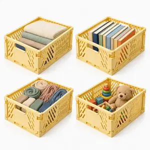 Relaxdays SKLÁDACÍBOX Žlutá sada-4 plast