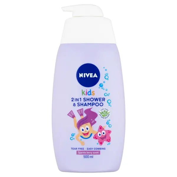 NIVEA Kids Dětský sprchový gel a šampon 2v1 s vůní lesního ovoce 500 ml
