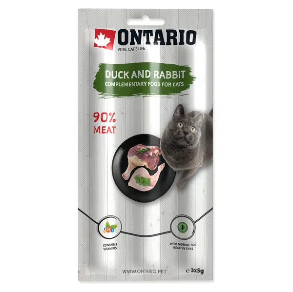 ONTARIO Pochoutka tyčinky kachna a králík 3 x 5 g