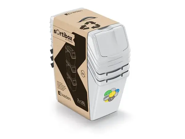 Koš na tříděný odpad SORTIBOX II 3x25l popelavě šedý - rozbaleno - pouze 2x25l