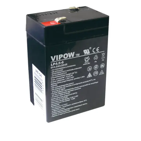 Baterie olověná 6V 4.5Ah VIPOW BAT0200