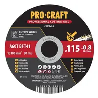 Kotouč řezný PROCRAFT 115x0,8mm