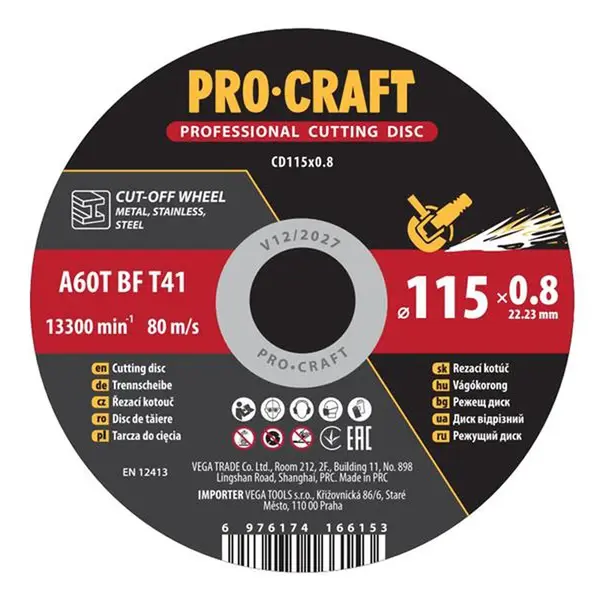 Kotouč řezný PROCRAFT 115x0,8mm