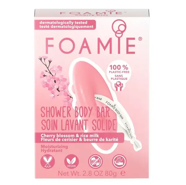 FOAMIE Hydratační sprchová péče Cherry Kiss With Cherry Blossom and Rice Milk Body Bar 80 g