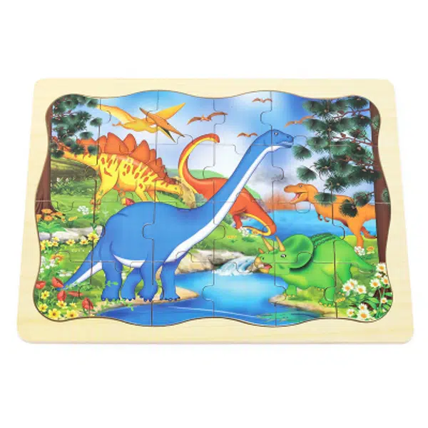 BABU - Dřevěné puzzle dinosaurus - 24 dílků