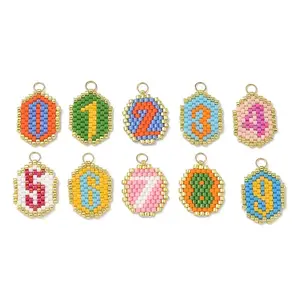 Beaded Number 0-9 Charms