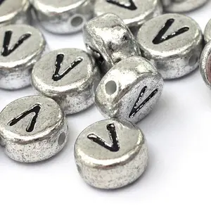 Plated Acrylic Horizontal Hole Letter Beads