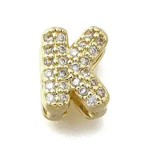 Rack Plating Brass Micro Pave Cubic Zirconia Letter Multi-Strand Links