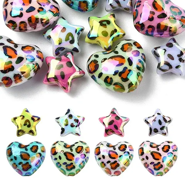 10Pcs 2 Styles UV Plating Opaque Acrylic Beads
