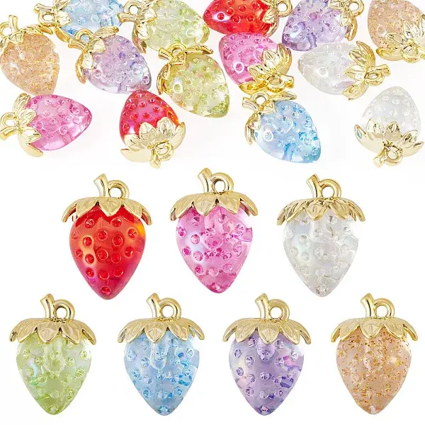 14Pcs 7 Styles Transparent Acrylic with Alloy Pendants