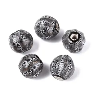 Vintage Porcelain Corrugated Beads