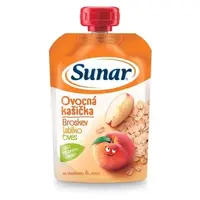 SUNAR Kašička ovocná kapsička broskev jablko ovesné vločky 6m+ 120 g