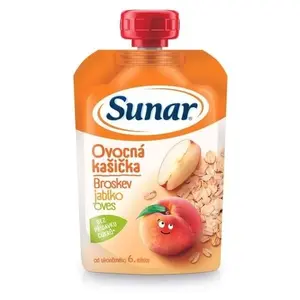 SUNAR Kašička ovocná kapsička broskev jablko ovesné vločky 6m+ 120 g