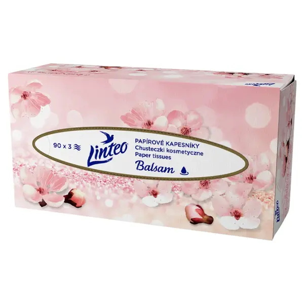 LINTEO Papírové kapesníky s balzámem 3-vrstvé Box 90 ks