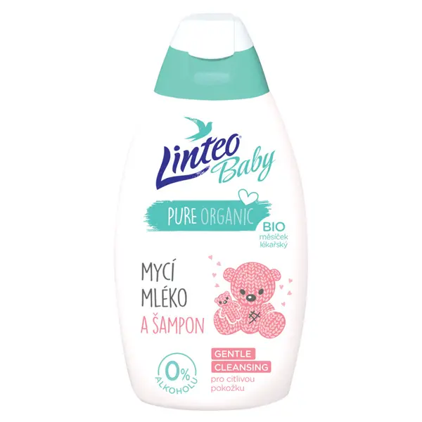LINTEO Baby Mycí mléko a šampon s Bio měsíčkem lékařským 425 ml